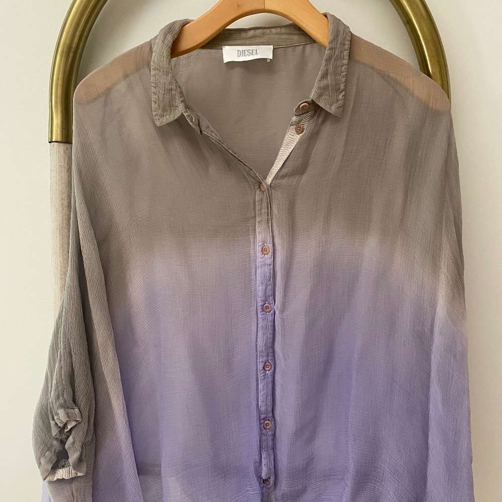 Diesel Womens Lightweight Transparent Kimono Sleeves Kiara Blouse Shirt Size Uni